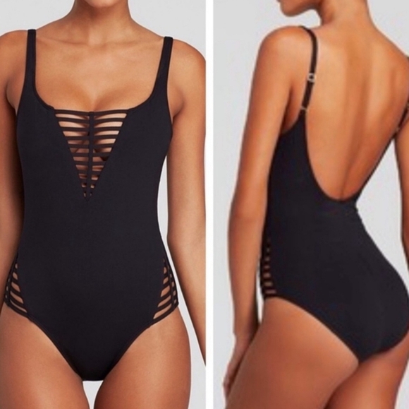 La Blanca Black One Piece Swimsuit Cutout Black 10 Bathing Suit Sexy - Picture 2 of 16